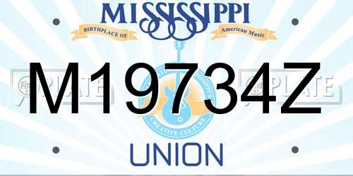 M19734Z Mississippi License Plate