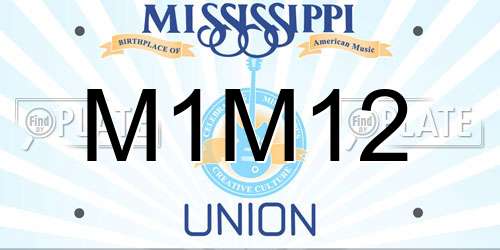 M1M12 Mississippi License Plate