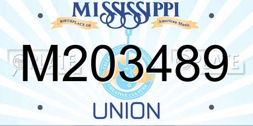 M203489 Mississippi License Plate
