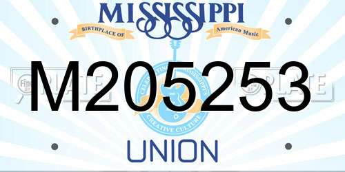 M205253 Mississippi License Plate