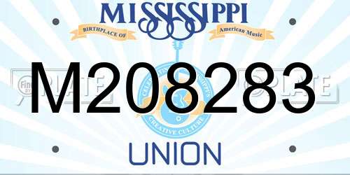 M208283 Mississippi License Plate