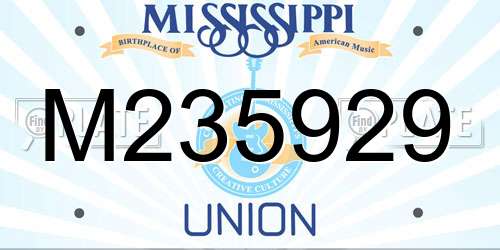 M235929 Mississippi License Plate