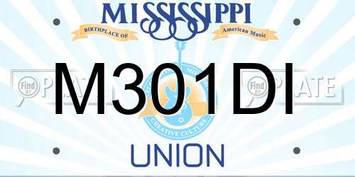 M301DI Mississippi License Plate