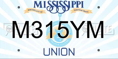 M315YM Mississippi License Plate