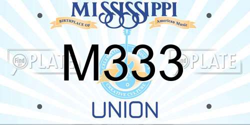 M333 Mississippi License Plate