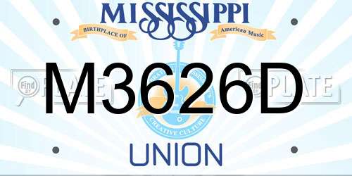 M3626D Mississippi License Plate