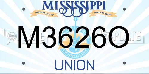 M3626O Mississippi License Plate