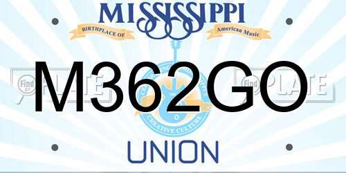 M362GO Mississippi License Plate
