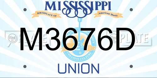 M3676D Mississippi License Plate