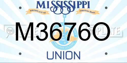 M3676O Mississippi License Plate