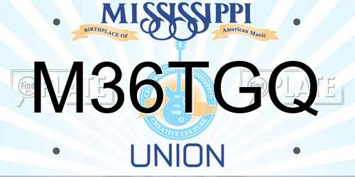 M36TGQ Mississippi License Plate