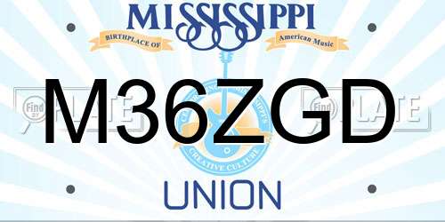 M36ZGD Mississippi License Plate