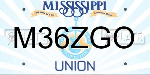 M36ZGO Mississippi License Plate