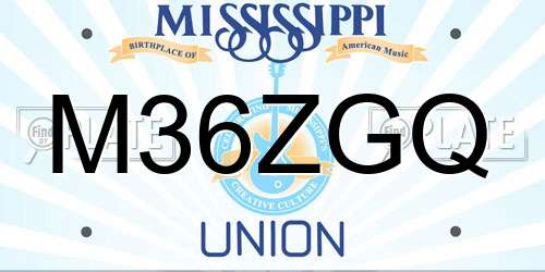 M36ZGQ Mississippi License Plate