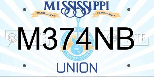 M374NB Mississippi License Plate