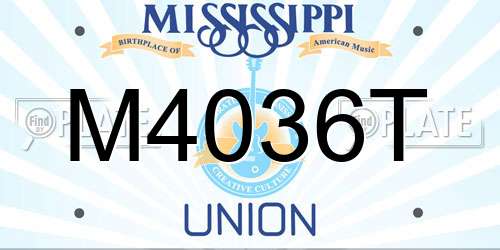 M4036T Mississippi License Plate