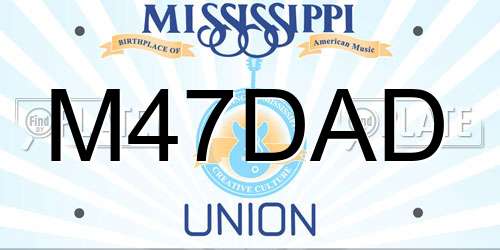 M47DAD Mississippi License Plate