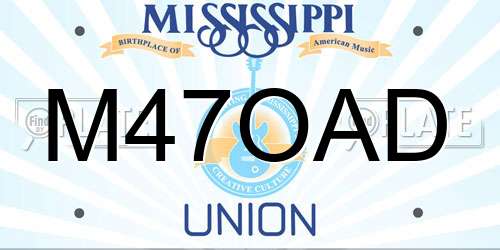 M47OAD Mississippi License Plate