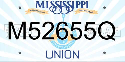 M52655Q Mississippi License Plate