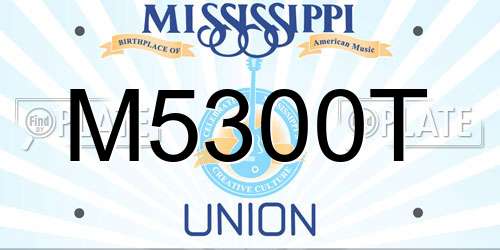 M5300T Mississippi License Plate