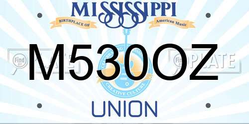 M530OZ Mississippi License Plate