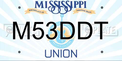 M53DDT Mississippi License Plate