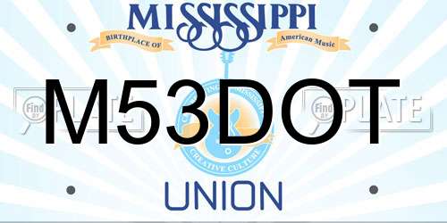 M53DOT Mississippi License Plate