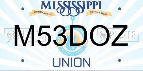 M53DOZ Mississippi License Plate