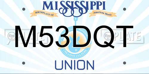 M53DQT Mississippi License Plate