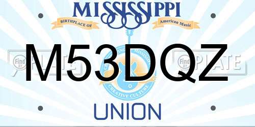 M53DQZ Mississippi License Plate