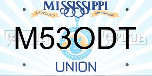 M53ODT Mississippi License Plate