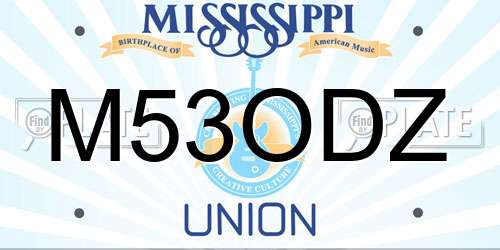 M53ODZ Mississippi License Plate