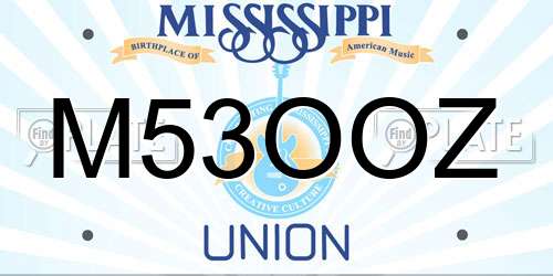 M53OOZ Mississippi License Plate