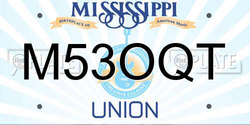 M53OQT Mississippi License Plate