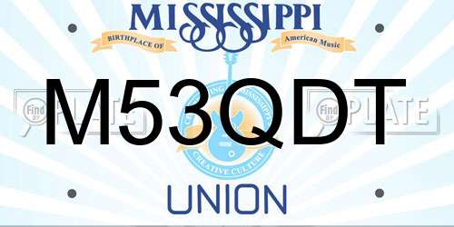 M53QDT Mississippi License Plate