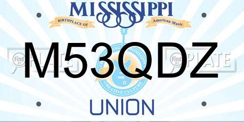 M53QDZ Mississippi License Plate