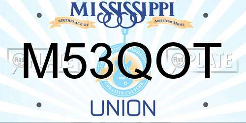 M53QOT Mississippi License Plate
