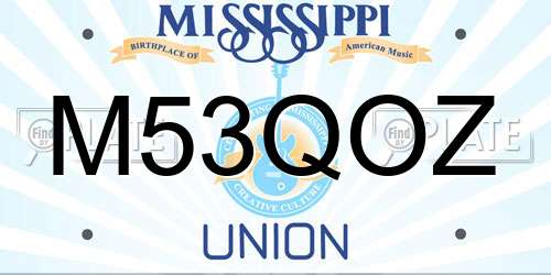 M53QOZ Mississippi License Plate