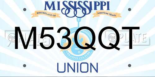 M53QQT Mississippi License Plate