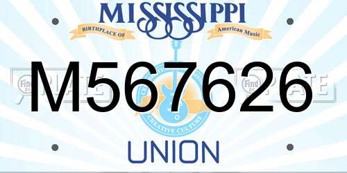 M567626 Mississippi License Plate