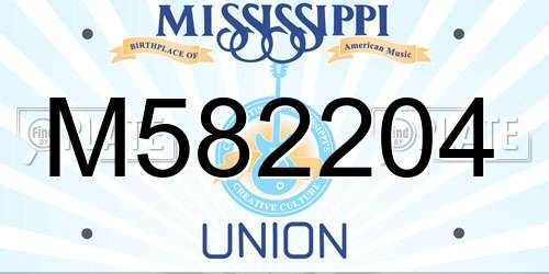 M582204 Mississippi License Plate