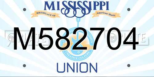 M582704 Mississippi License Plate