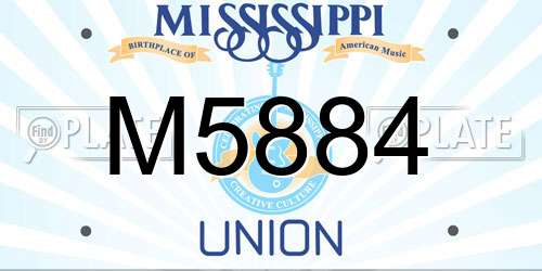 M5884 Mississippi License Plate
