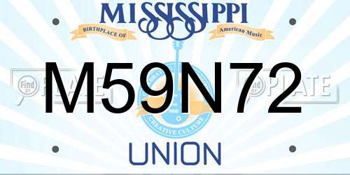 M59N72 Mississippi License Plate