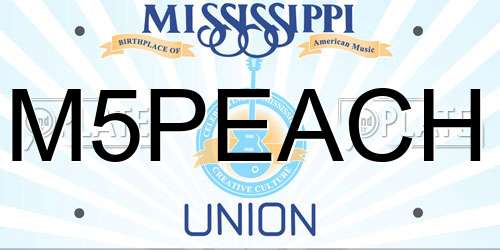 M5PEACH Mississippi License Plate