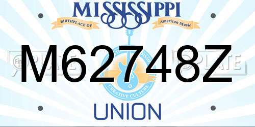 M62748Z Mississippi License Plate