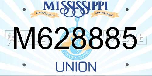 M628885 Mississippi License Plate
