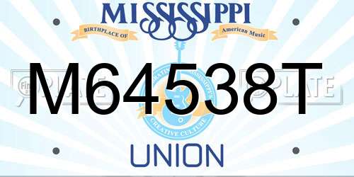 M64538T Mississippi License Plate