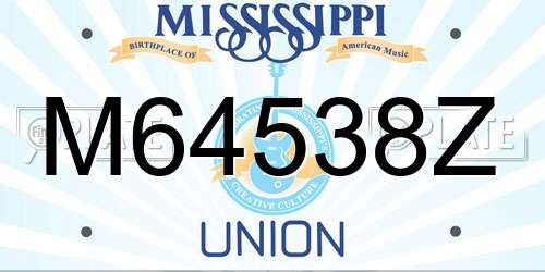 M64538Z Mississippi License Plate