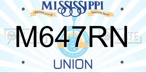 M647RN Mississippi License Plate